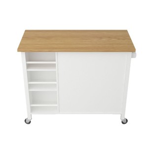 Carrito de cocina de madera maciza para el hogar, carrito de almacenamiento móvil multifuncional con ruedas y gran capacidad. - Product Image 5