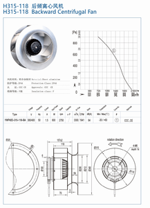 Ventilador Centrífugo H315-118 com Exaustor de Ar e Folha de Alumínio 380V 50Hz 2750RPM Ventilador Industrial de Alta Qualidade - Product Image 6