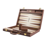 Échiquier en bois de luxe fait main, ensemble 3 en 1 avec échecs et backgammon en cuir PU