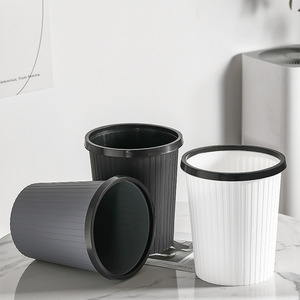 Plastic Ribbed Waste <b>Bin</b> Pressure Ring Wastebasket Without Lid Round Trash Can for Kitchen <b>Office</b> Bathroom - Product Image 4