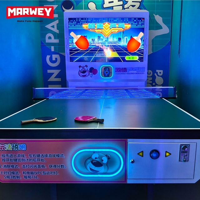 Marwey Multi Mode Interactive Coin Operated Indoor Entertainment Equipment Table Tennis Game Machine Simulator for Sale