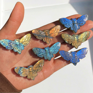 Sculpté à <span class=keywords><strong>la</strong></span> main naturel fort Flash Labradorite cristal fantôme <span class=keywords><strong>papillon</strong></span> tête <span class=keywords><strong>de</strong></span> <span class=keywords><strong>mort</strong></span> Hawkmoth sculpture pour bijoux à bricoler soi-même marquage - Product Image 5