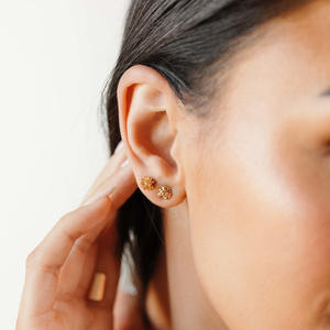 Stile semplice December compleanno retrò europeo e americano Design artistico <span class=keywords><strong>orecchini</strong></span> a bottone principalmente in ottone con placcatura in oro - Product Image 3