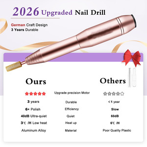 Electric Nail Drill <b>Kit</b>,for Acrylic <b>Gel</b> Nails | Professional Portable Manicure Pedicure Tools with Gold Nail Drill Bits - Product Image 1