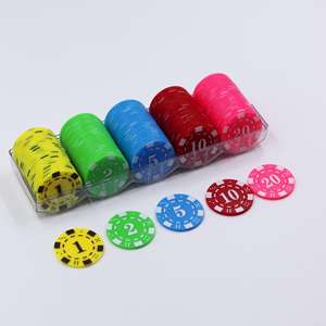 Jetons de jeu de poker Mahjong en plastique de 39 mm avec logo personnalisé, impression UV, vente directe d'usine, jetons de Texas Hold'em - Product Image 3