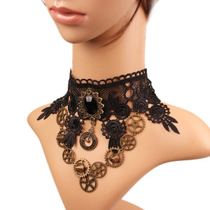 Collier gothique steampunk, collier ras du cou vintage, faux collier de style européen et américain, fabricant de colliers en cuir coniques punk gothiques. - Product Image 4