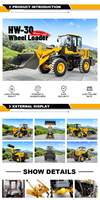 Chargeur frontal compact Hengwang 4x4 3 tonnes HW-3T avec moteur turbocompressé, couple élevé, capacité de la benne de 3 m³