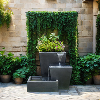 Fuente de agua de cascada rectangular de tres niveles, decoración para el hogar, interior y exterior