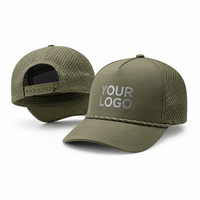Casquette de baseball à 5 panneaux à séchage rapide avec logo brodé personnalisé, perforations laser, chapeau de sport performant pour clubs de golf et marques haut de gamme