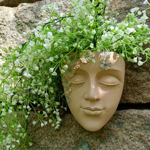 Maceta Moderna con Diseño de Rostro y Flor - Macetero Creativo de Resina para Montar en la <span class=keywords><strong>Pared</strong></span>, para Decoración de Jardín, Patio y Paisaje - Product Image 2