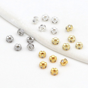 DIY <b>copper</b> plated with 18k gold, color-preserving zircon honeycomb coin spacer beads, DIY accessories, <b>bracelets</b>, necklaces, - Product Image 1