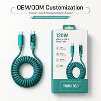 Câble USB C de charge rapide PD 120W avec affichage numérique intelligent, câble de données en nylon tressé à ressort pour MacBook Pro, iPad, Samsung, Xiaomi