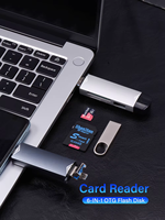 Lector de tarjetas Sd Tf Mini portátil, adaptador de memoria Otg, unidad Flash de disco U, todo en uno, aleación de aluminio, Usb 6 en 1, Usb 3,0 tipo C Micro