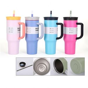 W74 Gobelet isotherme portable en acier inoxydable de 40 oz, grande capacité, isolation thermique 12-24h, compatible alimentaire, avec poignée et couvercle – Meilleures ventes - Product Image 1