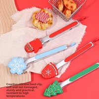 Flocon de neige de Noël créatif ustensile en Silicone pince alimentaire antidérapante avec boucle de verrouillage pince à pain pour une fixation sécurisée