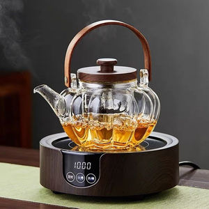 Offres Exclusives B2B Noble Happy <span class=keywords><strong>Théière</strong></span> en Verre Résistante à la Chaleur et au Froid en Forme de <span class=keywords><strong>Citrouille</strong></span> avec Poignée en Bois Fait Main pour la Préparation du Thé - Product Image 2