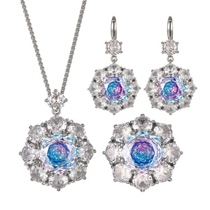 Eco-friendly Copper Alloy Gold Plated Trendy Jewelry <b>Set</b> with Cubic Zirconia Rose Cut Gradient Color Necklace <b>Earrings</b> Ring - Product Image 1
