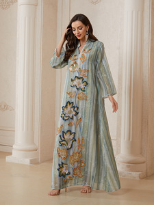 Nuovo Abito Lungo da Donna in Poliestere con Paillettes e Maniche Lunghe, Stile Mediorientale, con Cuciture Raffinate, Primavera 2026 - Product Image 6