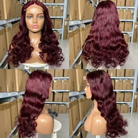 Perruque Bob Lace 5x5 15A Body Wave Bourgogne pour Femme, Perruque Frontale en Dentelle Haute Définition 5x5 300% sans Colle Pré-épilée