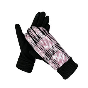 Mitaines thermiques en tricot doux à carreaux, tendance, avec poignets moelleux, coupe-vent, compatibles écran tactile, pour la conduite quotidienne - Product Image 3
