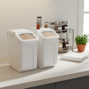 Vevor Contenant alimentaire hermétique double pour farine, 4,5 gallons, en plastique, avec couvercle rabattable, empilable, design minimaliste - Product Image 2