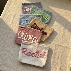 Uionen Personalized Custom Name Lettered Corduroy <b>Large</b> Capacity Handbag Storage <b>Bag</b> Portable <b>Toiletry</b> <b>Bag</b> - Product Image 2