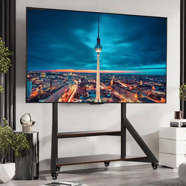 Heavy Duty TV Stand 40-100" Floor TV Stand for LCD/LED with Wood Storage Shelves