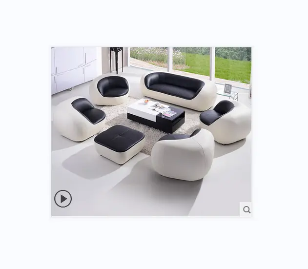 Neueste design bunte runde ecke echtem leder schnitts sofa 7 sitzer sofa set für wohnzimmer