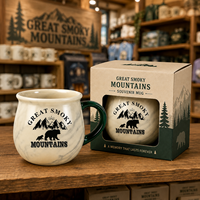 Tasse souvenir en céramique du Parc National des Grandes Montagnes Fumées d'Amérique, fabricant, usine, personnalisation OEM ODM