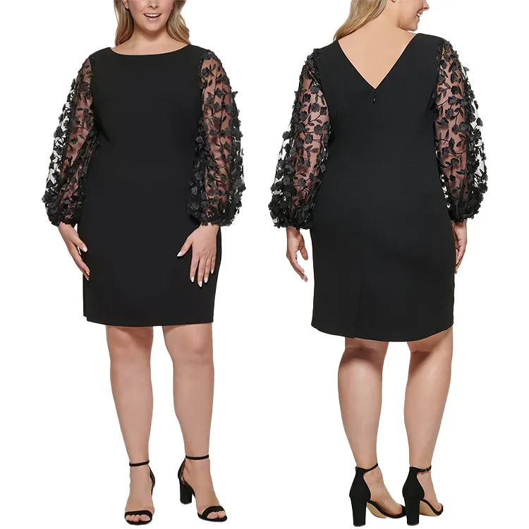 Abiti eleganti da donna abito da sera formale festa all'ingrosso estate signore nere Plus Size pieno pizzo naturale servizio OEM