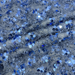 Tessuto Invernale all'Ingrosso <span class=keywords><strong>in</strong></span> Poliestere con Perline Ricamate Tessuto Peloso Lungo <span class=keywords><strong>in</strong></span> Velluto con Piume e Paillettes Ricamate - Product Image 2