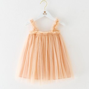 Robe de princesse d'été pour petite fille en tulle doux de couleur unie - Product Image 4