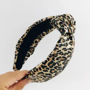 Custom BOHO Street Girl Women Headband Leopard Top Knotted Hair Accessories Headband Supper Cool Bling Headband