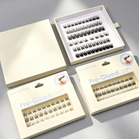 Cils auto-adhésifs volumineux sans bande, en matériau compressé, couleur marron, taille personnalisée, vente en gros, boîte magnétique, Royaume-Uni, France, Italie