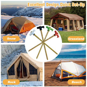 יתדות אוהל מגולוונות בזינק צהוב 8*200 מ\"מ עם ראש משושה, מוט משיכה, בורג הברגה, יתדות אוהל חזקות לקמפינג - Product Image 5