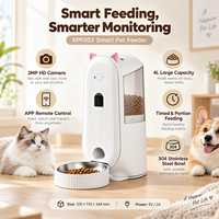 Distributeur intelligent de nourriture pour animaux de compagnie avec caméra infrarouge HD 2MP, vision nocturne, application mobile, distance illimitée, programmation de distribution et anti-blocage