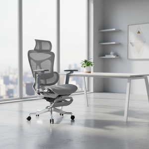 Silla de Oficina Ergonómica Moderna y Resistente con Control de Botones, <span class=keywords><strong>4</strong></span> <span class=keywords><strong>Posiciones</strong></span> de Bloqueo, Reclinable, de Malla, con Reposapiés, Asiento Confortable 3D - Product Image 5