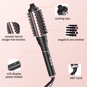 Ionic Grad rotierende Welle Keramik Kamm Haar bürste LCD beheizt elektrische heiße Haar Lockens tab Kunststoff thermische Haar bürste - Product Image 4