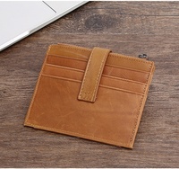 Portefeuille en cuir véritable lisse à l'huile et à la cire Porte-cartes RFID Blocage de cartes de crédit Portefeuille mince et intelligent pour hommes