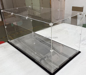 Grande boîte de présentation rectangulaire transparente en PMMA avec couvercle anti-poussière pour véhicules miniatures, figurines Gundam et base miroir noire - Product Image 2