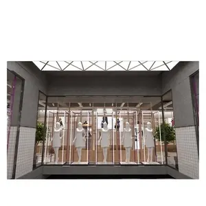 Lishi High Quality Display Rack Clothes Clothing Showcase Gold Cloth Shop Interior Design Clothing Showcase