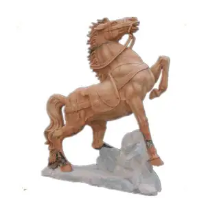 Fournisseur chinois Statues de chevaux grandeur nature en marbre rouge personnalisées pour la décoration de jardin