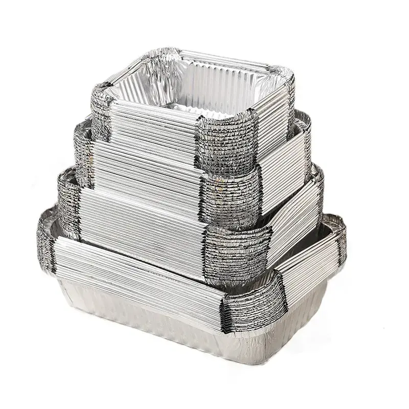 Legering 3004 Voedselverpakking Lunchbox Wegwerp Aluminiumfolie Gerechten Grill Pan Catering Aluminiumfolie Container Lade Met Deksel