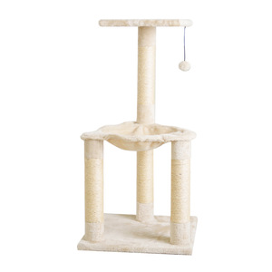 Cat Tree 2 Levels Beige <b>Hammock</b> Sisal Scratching Post For Cats - Product Image 5