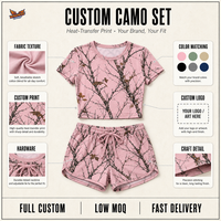 Ensemble de sport rose à imprimé floral au-dessus du genou pour femme, avec crop top à manches courtes et short à cordon de serrage, vente en gros, ODM