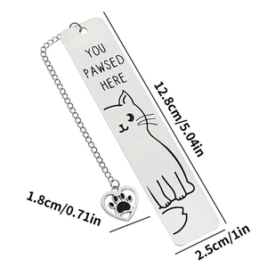 Bookmaker in metallo con pendente <span class=keywords><strong>zampa</strong></span> di gatto unico segno "hai pedinato qui" segnalibro animale per amanti di libri e gatti - Product Image 6