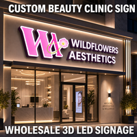 Lettres en acier inoxydable avec logo personnalisé en or miroir 3D, éclairées par LED à l'avant, étanches IP65, pour la publicité, les salons de beauté, les salons de manucure