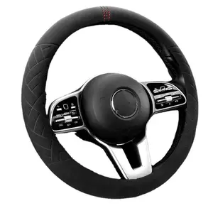 High Quality Universal Comfortable Touch Round And D Shape Black Suede Leather Car Steering Wheel Cover For Bmw Tesla