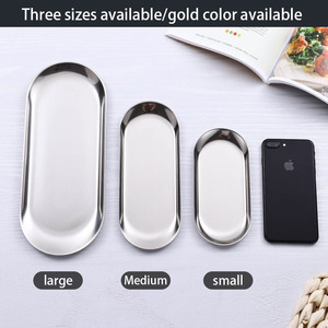 Stainless Steel Oval Plate Creative Restaurant <strong>Dessert</strong> Pastry Plate Gold Towel Plate Ornament <strong>Tray</strong> - Product Image 5