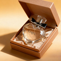 Flacon de parfum sphérique en verre transparent de luxe en forme de cœur 100 ml 50 ml 60 ml 100 ml avec bouchon et vaporisateur personnalisé Boîte d'emballage